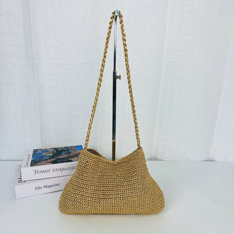 Women's Thread Underarm Niche Design Seaside Holiday Handmade Women's Shoulder Bag