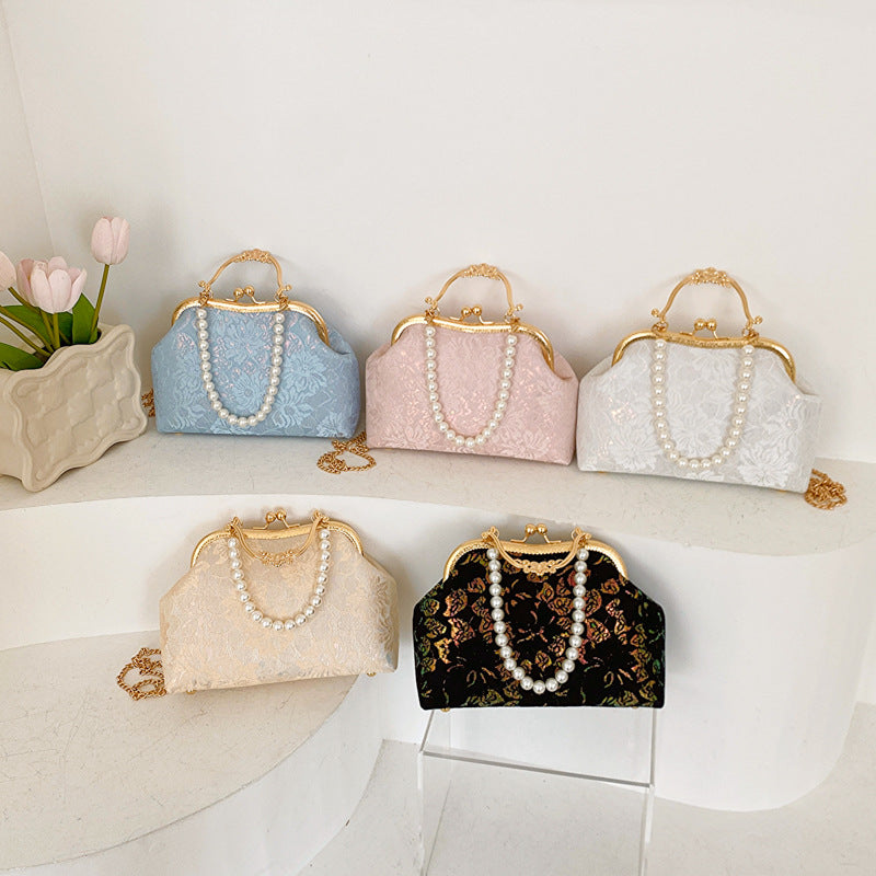 Style Embroidery Female Pearl Chain Super Coin Purses