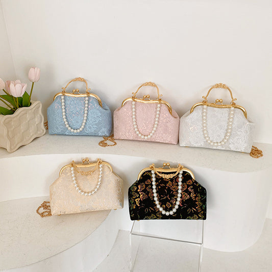 Style Embroidery Female Pearl Chain Super Coin Purses