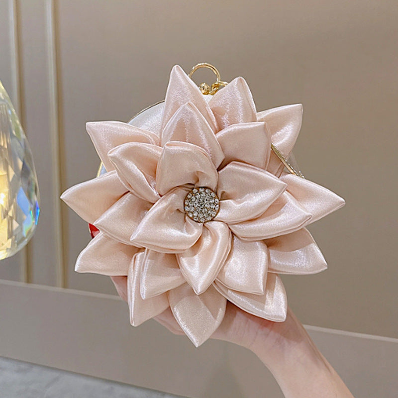 Female Wedding Diamond Three-dimensional Flower Dress Dinner Bag