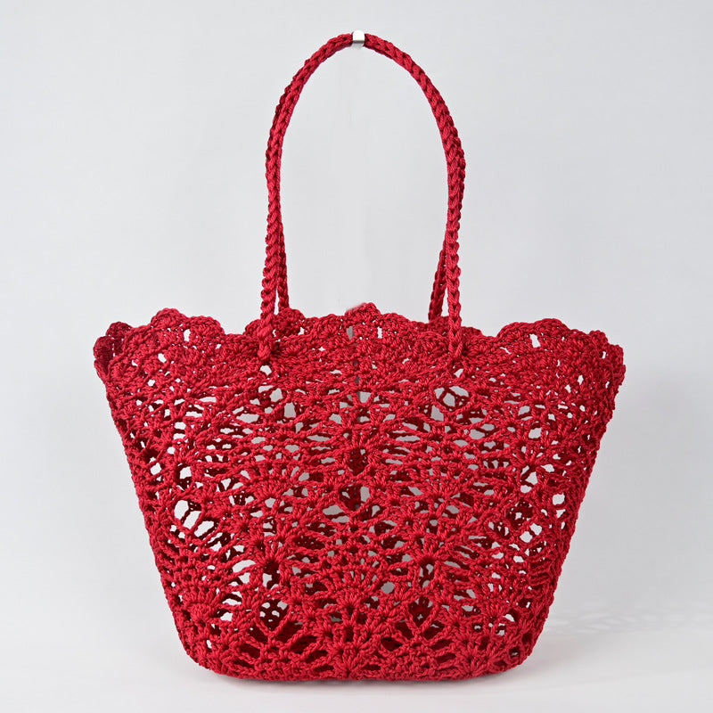 Fishtail Pattern Hollow Woven Basket Beach Bags