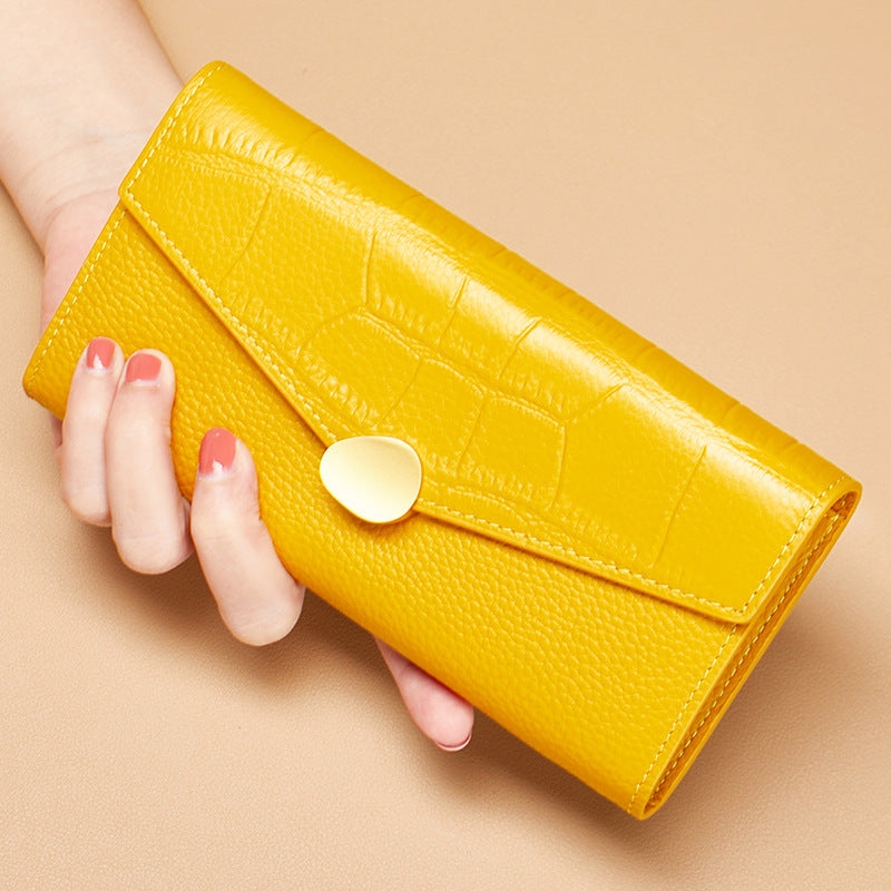 Women's Clutch First Layer Cowhide Crocodile Pattern Ladies Wallet