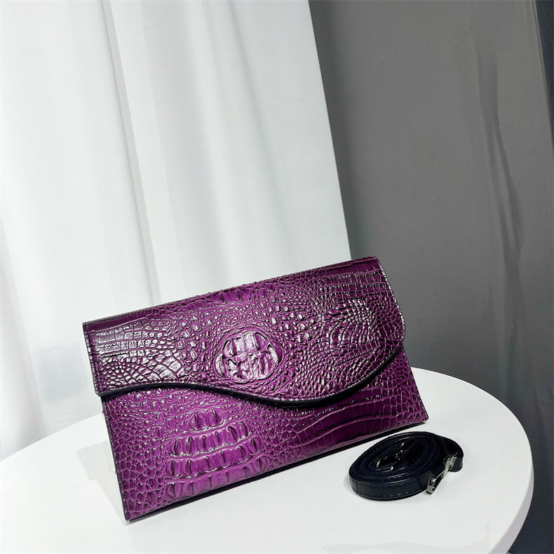 Women's Textured National Style Change Crocodile Pattern Women's Clutch