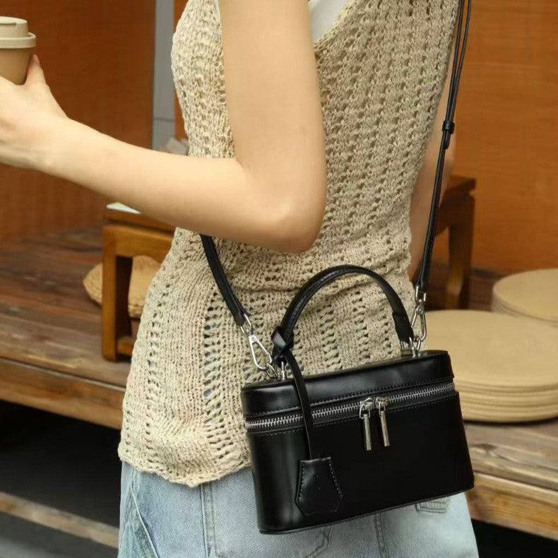 Women's Simple Lunch Box Genuine Leather Western Bags