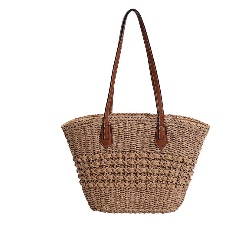 Women's Bohemian Style One Straw Rainbow Stripes Bags