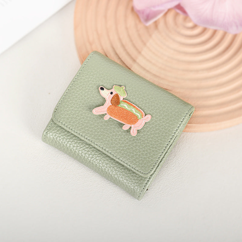 Cartoon Element Short Simple Leather Free Ladies Wallet