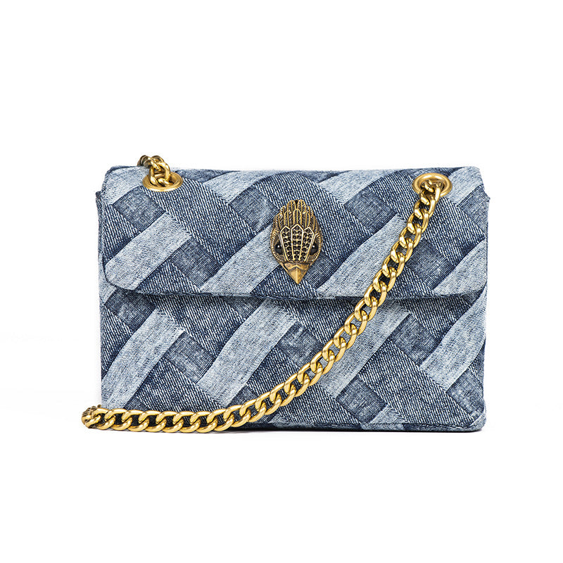 Comfortable Women's Denim Eagle Head Classic Small Square Bag