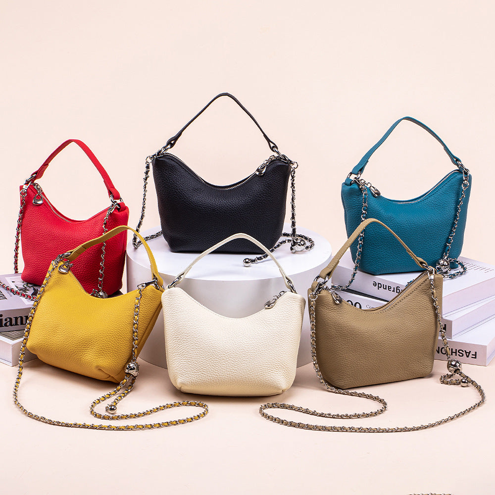 Women's First Layer Cowhide Niche Portable Genuine Leather Versatile Women's Shoulder Bag
