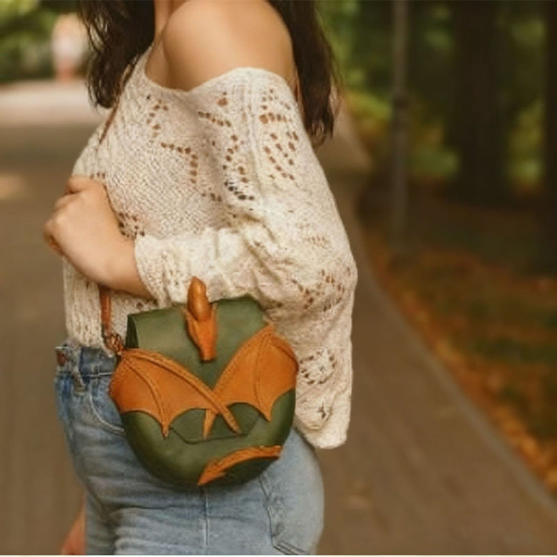Color Shape Magic Dragon Design Wing Decoration Fantasy Style Women's Messenger Bag