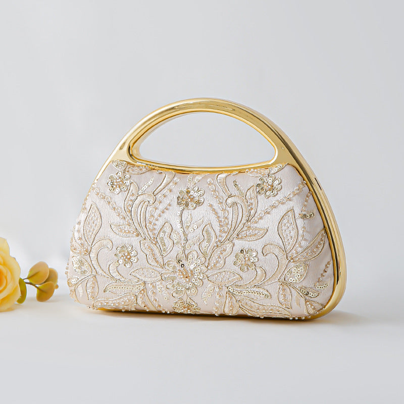 Pearl Embroidery Cheongsam Clutch Embroidered Banquet Bridal Dinner Bag