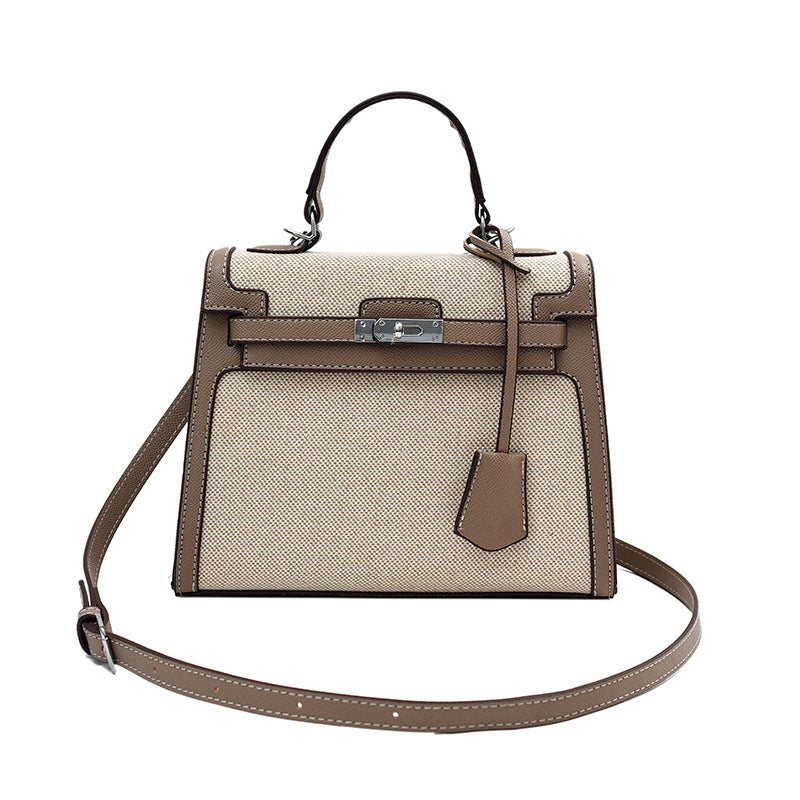 Women's High-grade Retro Portable Kelly Linen Stitching Women's Handbag