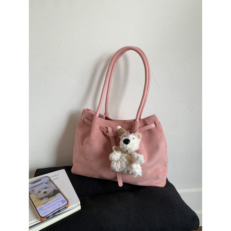 Women's Vintage Large Capacity Suede Commuter Portable Women's Shoulder Bag