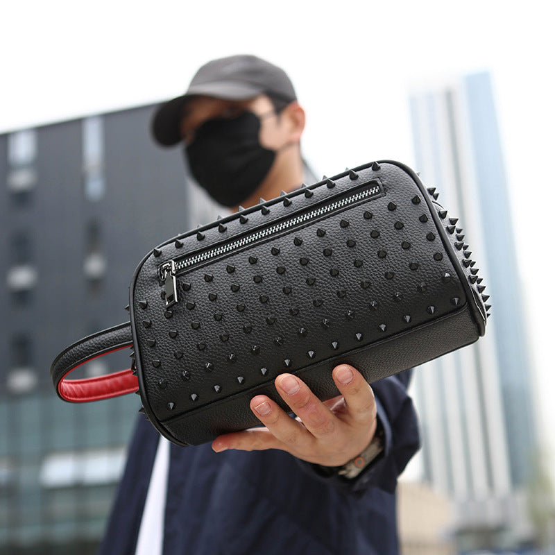 Men's Fashion Locomotive Style Rivet High-grade Out Wash Bags