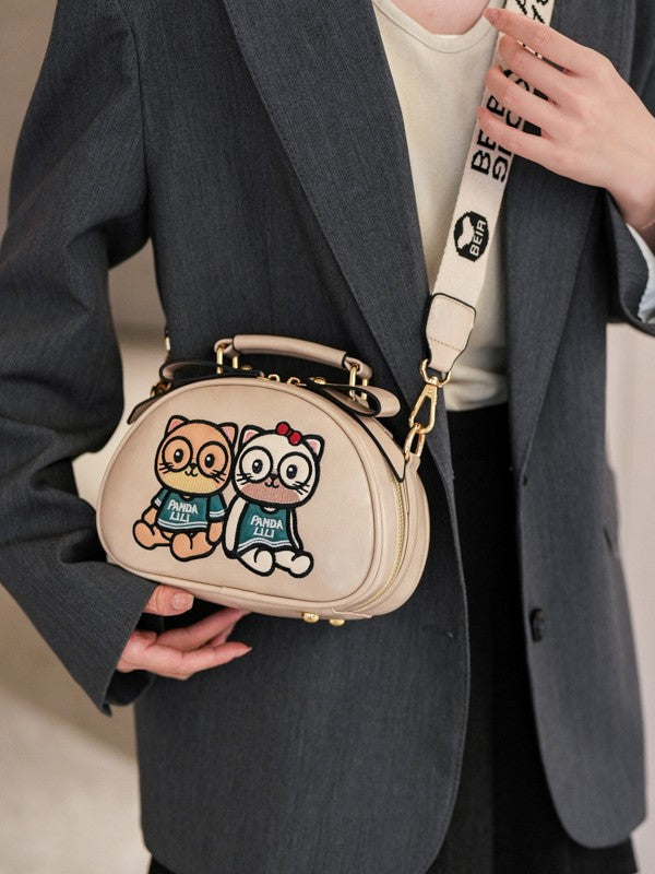 Women's Retro Cute Cartoon Couple Bear For Small Square Bag