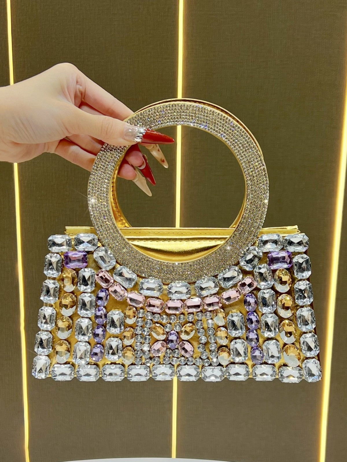 Women's Fashion High-grade Full Diamond Light Luxury Dinner Bag
