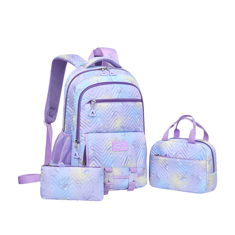 Pencil Jellyfish Printed Embossed Waterproof Fabric Spine Protection Burden Primary School Bag