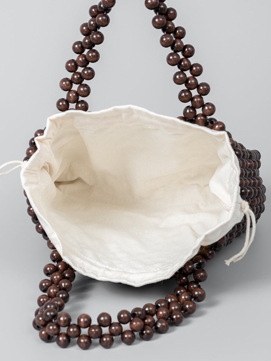 Women's Summer Niche Design With Wooden Beads Decoration Bags