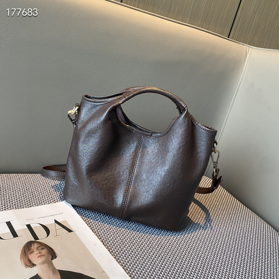 Women's First Layer Cowhide Retro Portable High-grade Women's Shoulder Bag