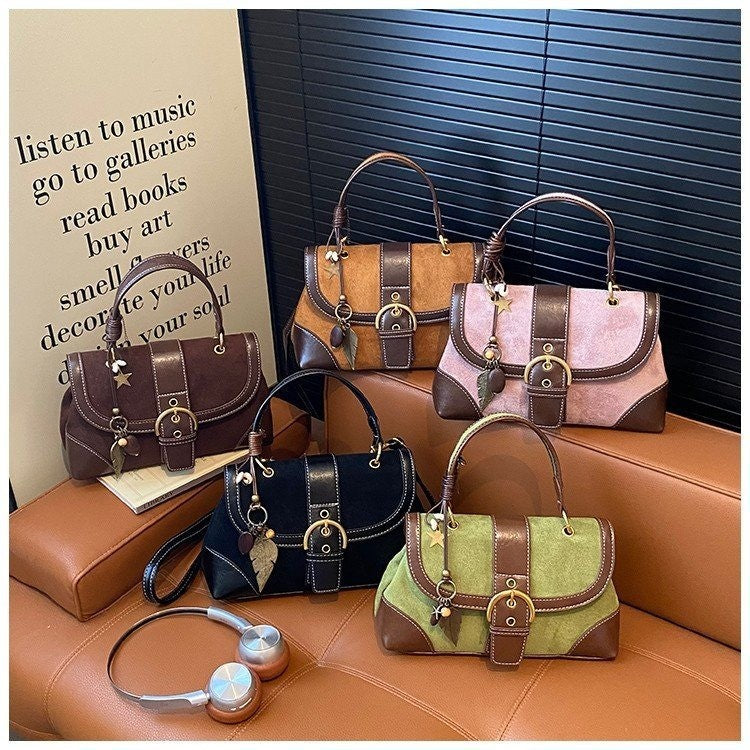 Women's High-grade Suede Hand Holding Saddle Fashion Shoulder Bags