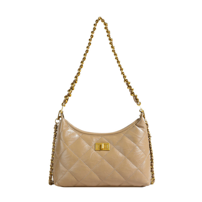 Women's Pure Color Trendy Fashion Rhombus Chain Women's Shoulder Bag