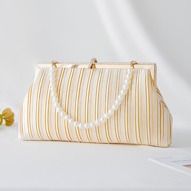 Fashion Pleated Clutch Elegant Pearl Dress Bags