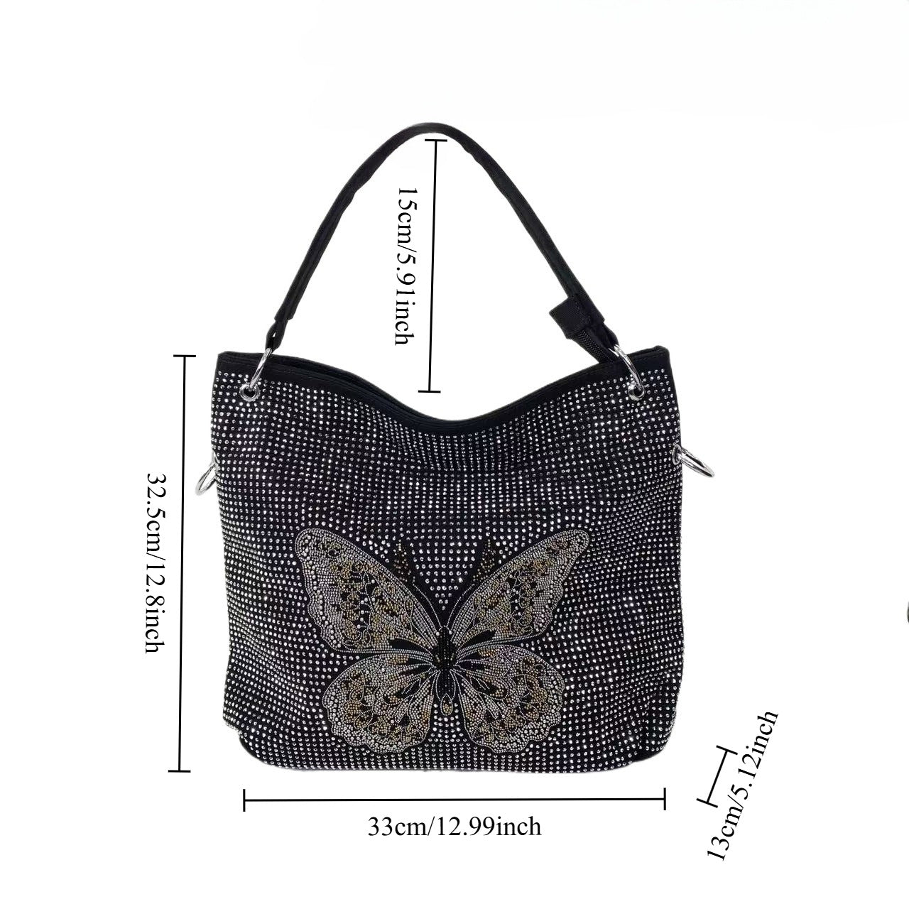 Women's Elegant Graceful Shiny Butterfly Large Capacity Light Handbags