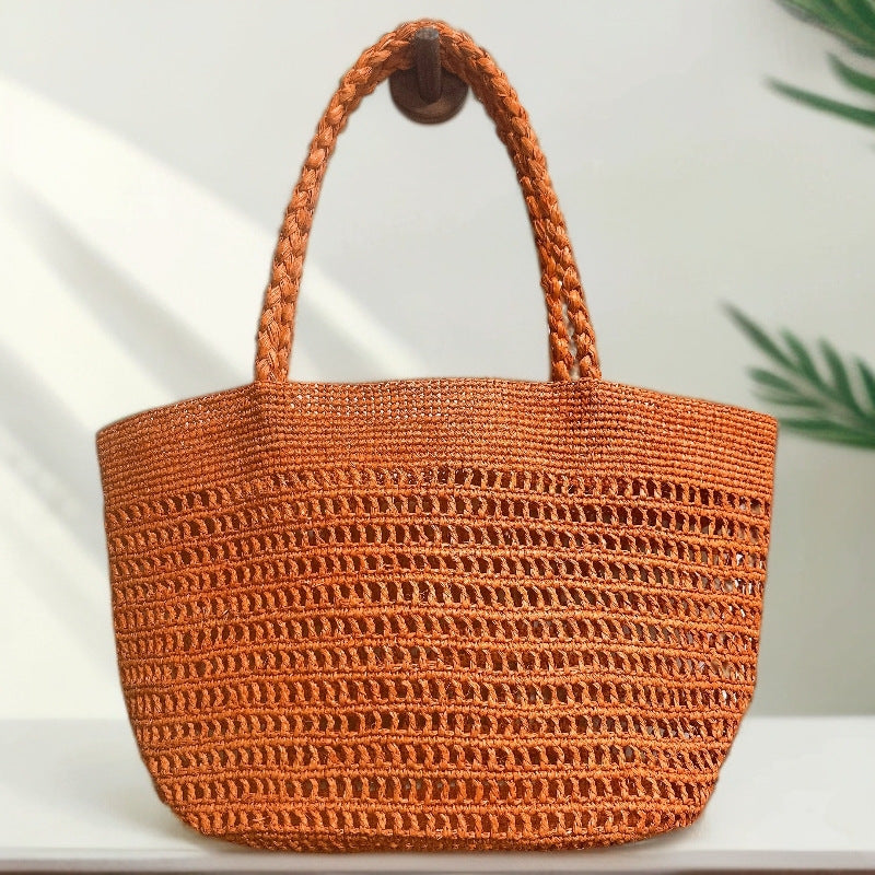 Women's Hand Crochet Hollow Large Capacity Handmade Woven Seaside Women's Shoulder Bag