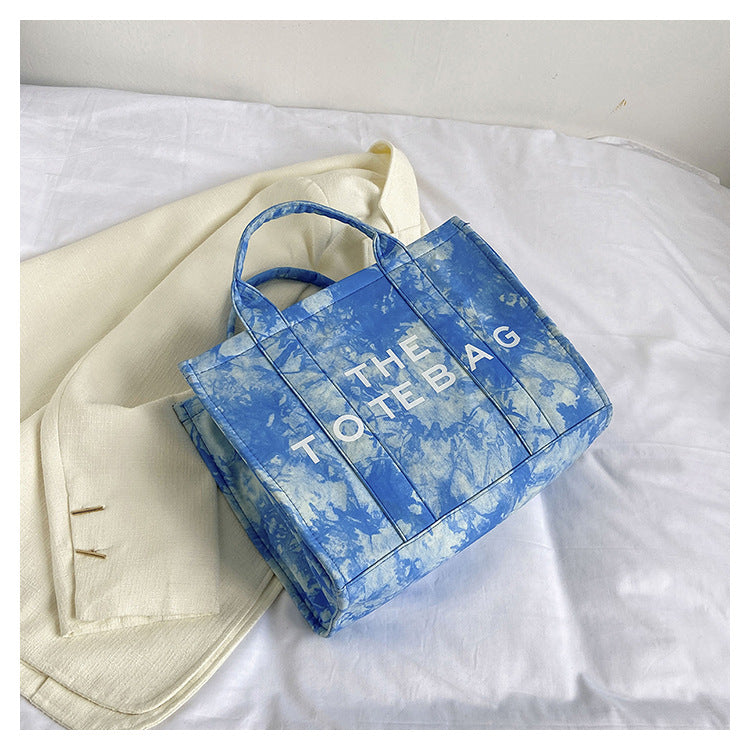 Graceful Trendy Canvas Letter Iti Portable Women's Shoulder Bag