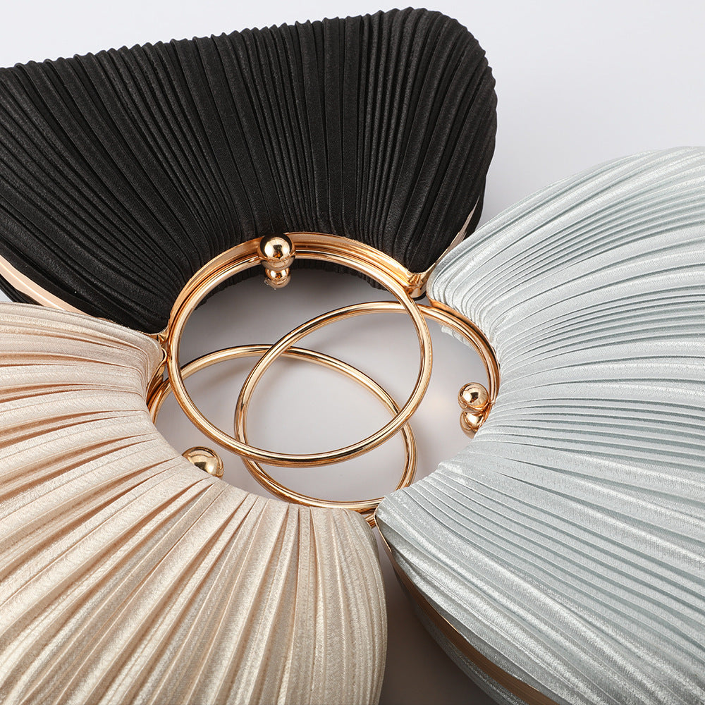 Women's Simple Silk Pleated Dress Clutch Retro National Style Dinner Bag