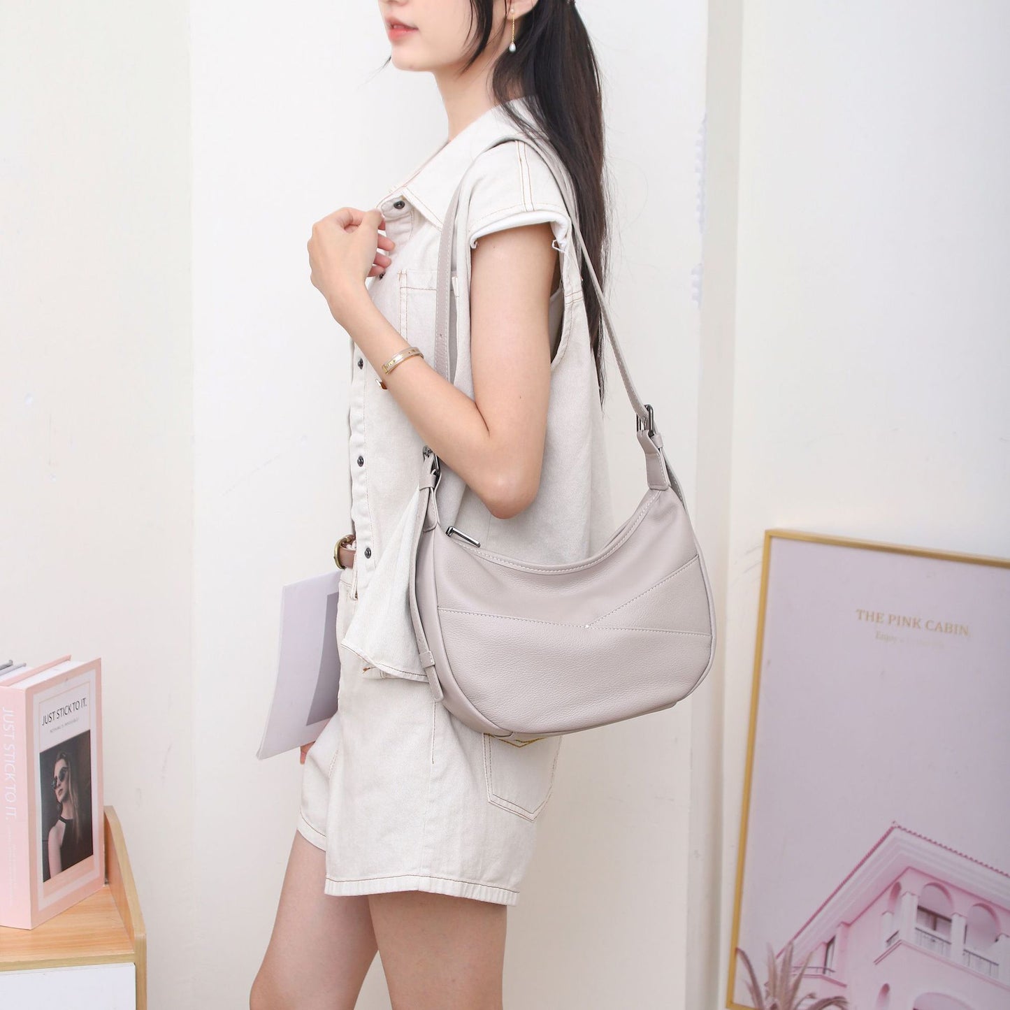 Women's First Layer Cowhide Single Zero Underarm Shell Mobile Soft Genuine Bags