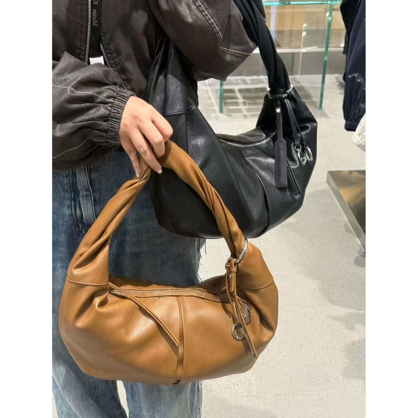 Kosong Croissant Ning Retro Wind Large Women's Shoulder Bag