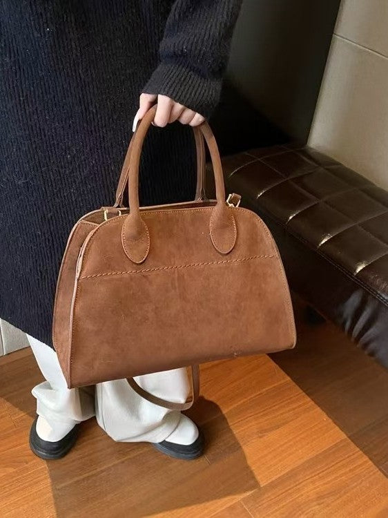 Women's Textured Large Capacity Suede Frosted Portable Tote Bags
