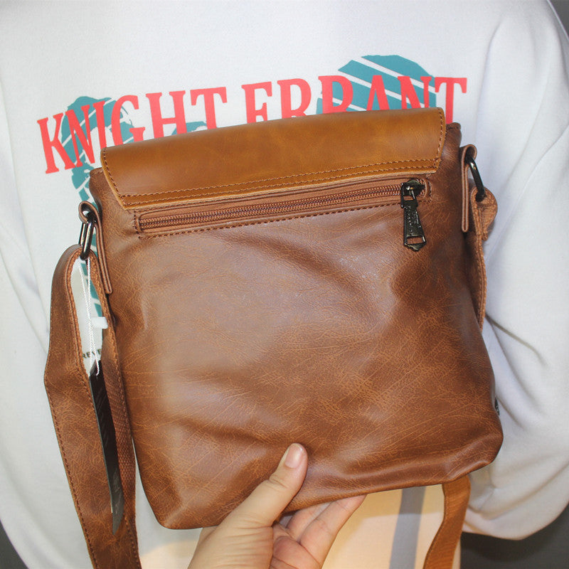 Men's Fashion Crazy Horse Leather Vertical Soft Men's Shoulder Bag