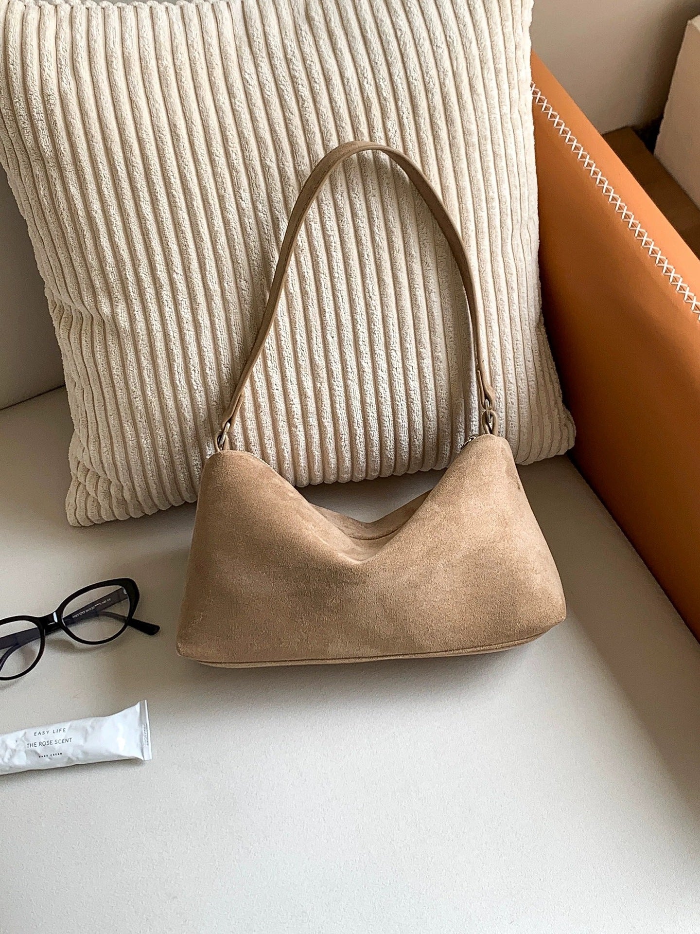 Women's Daily Frosted Suede Solid Color Portable Small Square Bag