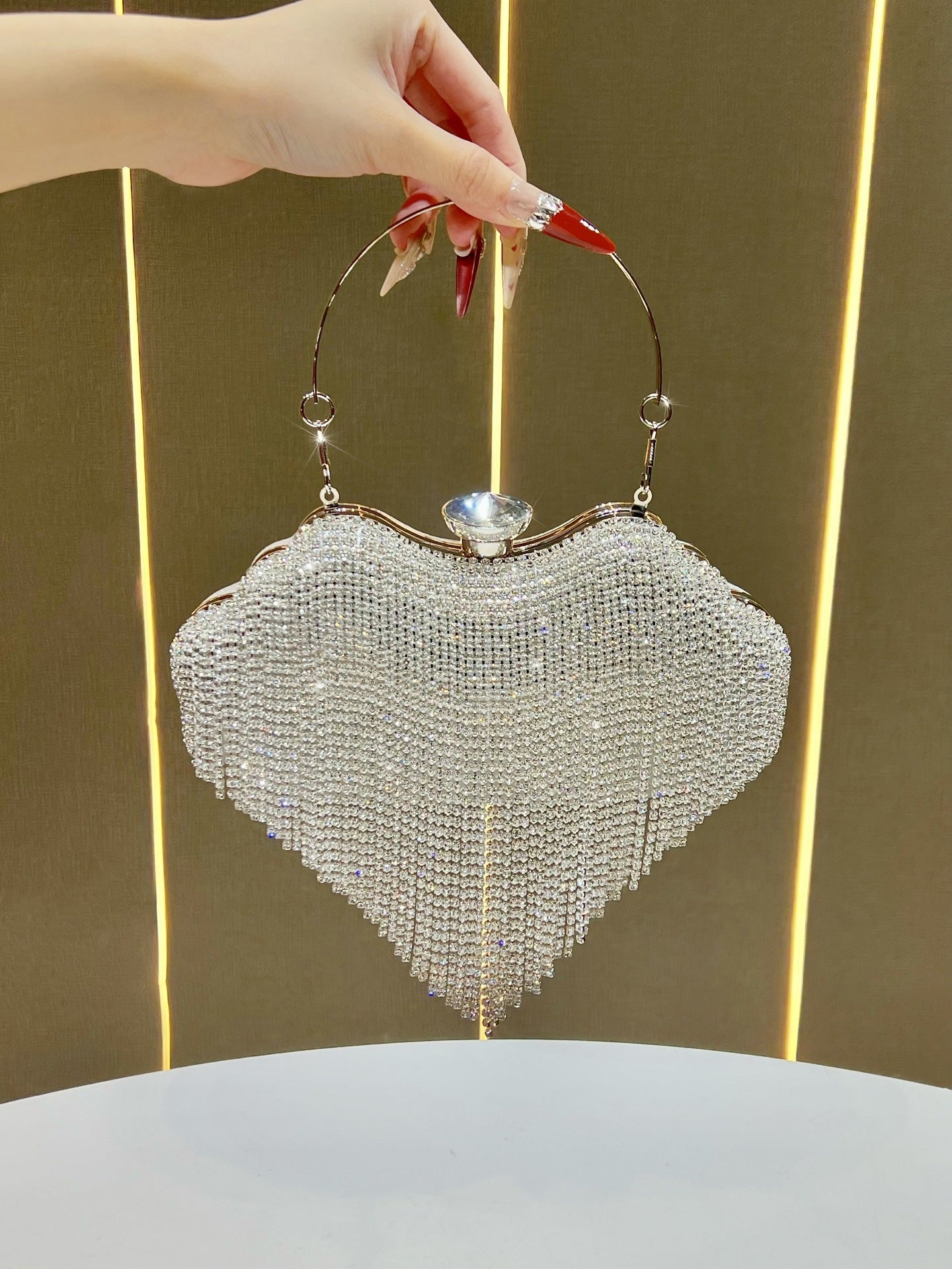 Women's Diamond Tassel High-grade Dress Clutch Rhinestone Dinner Bag