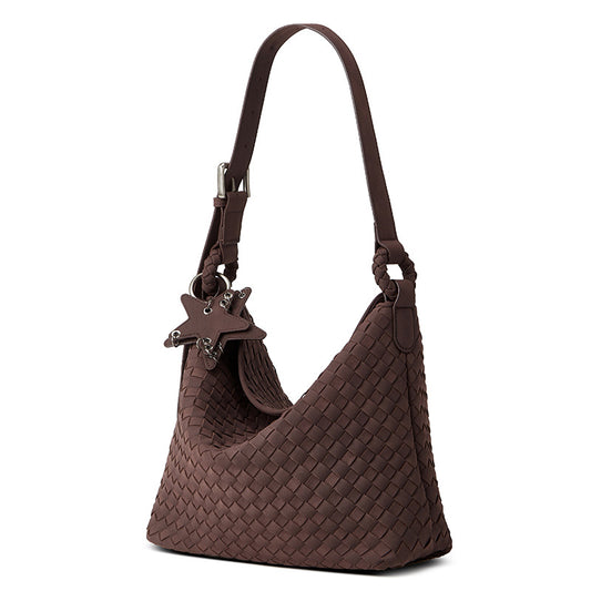 Suede Brushed Veet Large Capacity Woven Women's Shoulder Bag