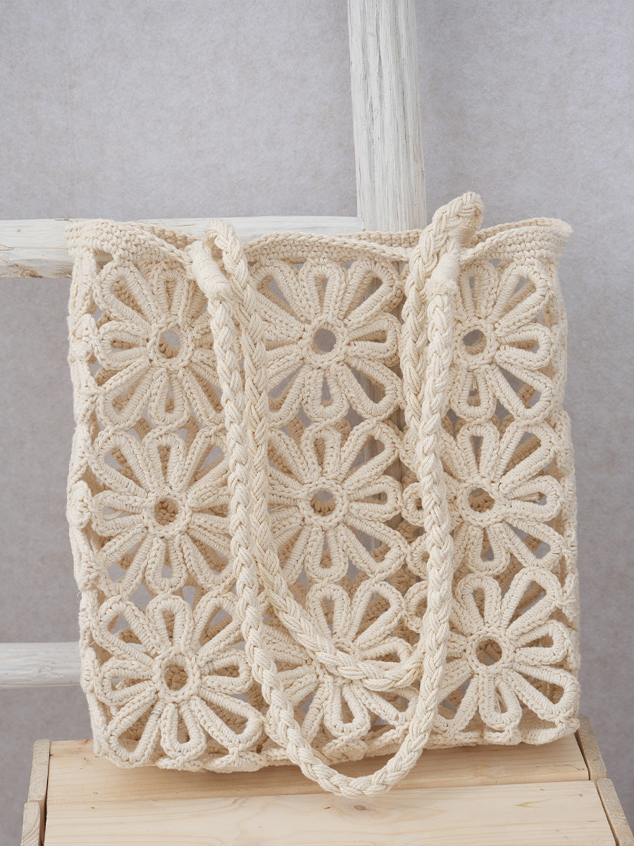 Women's Thread Woven Hollow Flower Handmade One Portable Seaside Women's Shoulder Bag