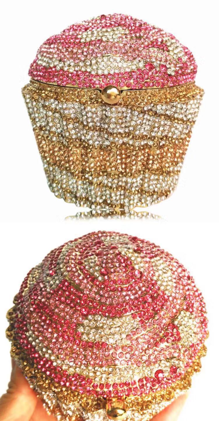 Women's Cake Ice Cream Full Diamond Metal Banquet Bags