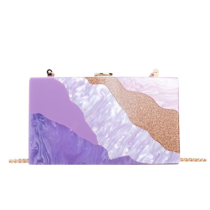 Women's Color Contrast Patchwork Acrylic Wedding Party Bags