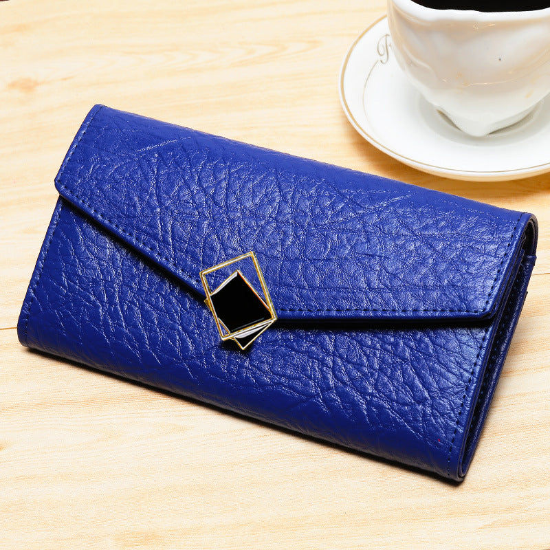 Women's Long Classy Envelope Fashion Genuine Leather Vintage Ladies Wallet