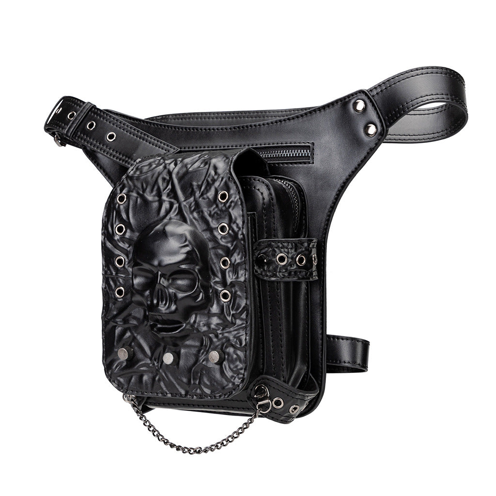 Men's Dark Goth Style Skull Embossed Niche Men's Fanny Pack