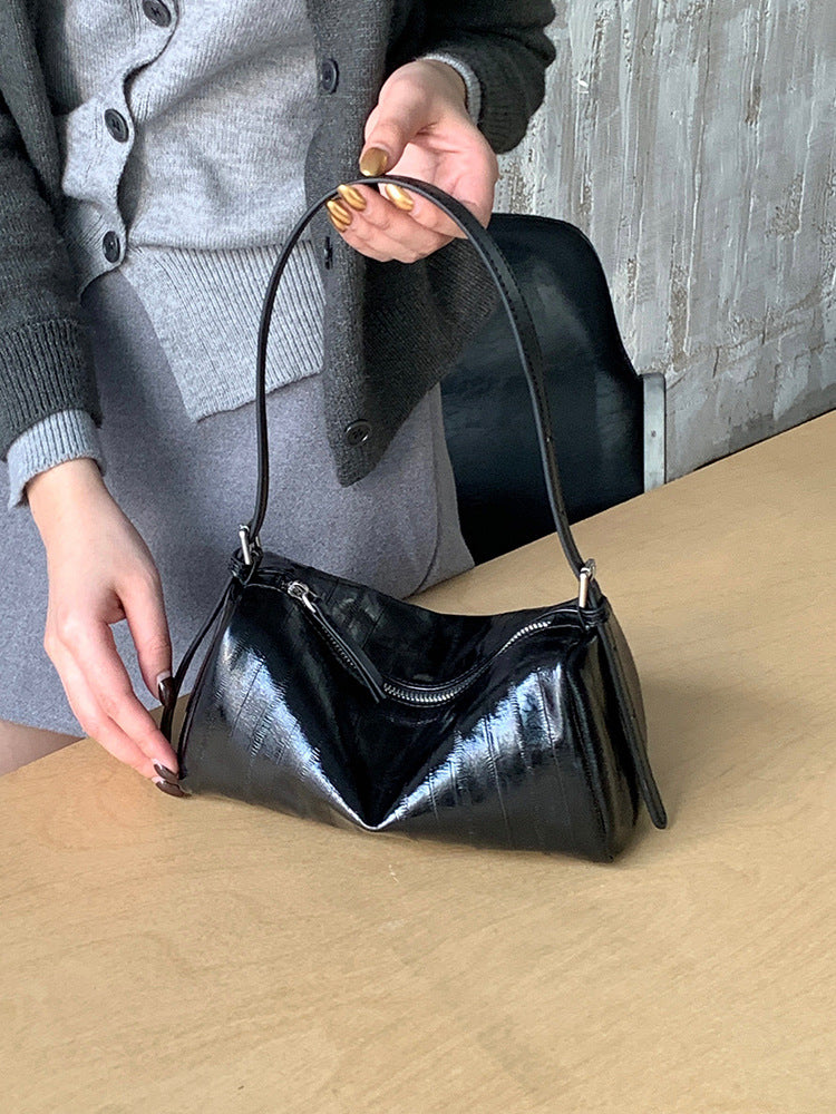 Women's Baguette Niche Eel Pattern Pillow Leather Women's Shoulder Bag