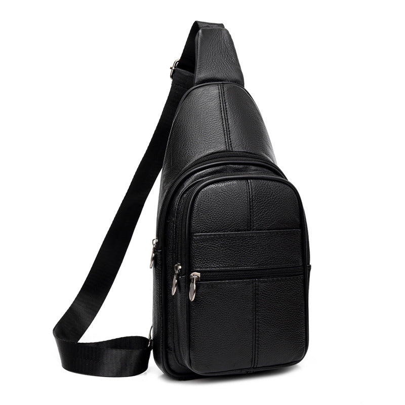 Men's Genuine Leather First Layer Cowhide Large Men's Chest Bag