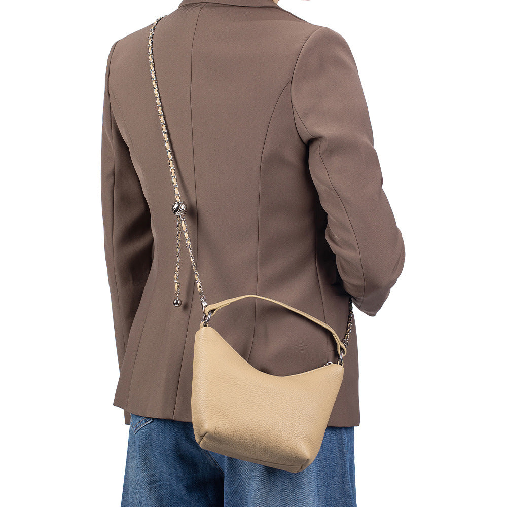 Women's First Layer Cowhide Niche Portable Genuine Leather Versatile Women's Shoulder Bag