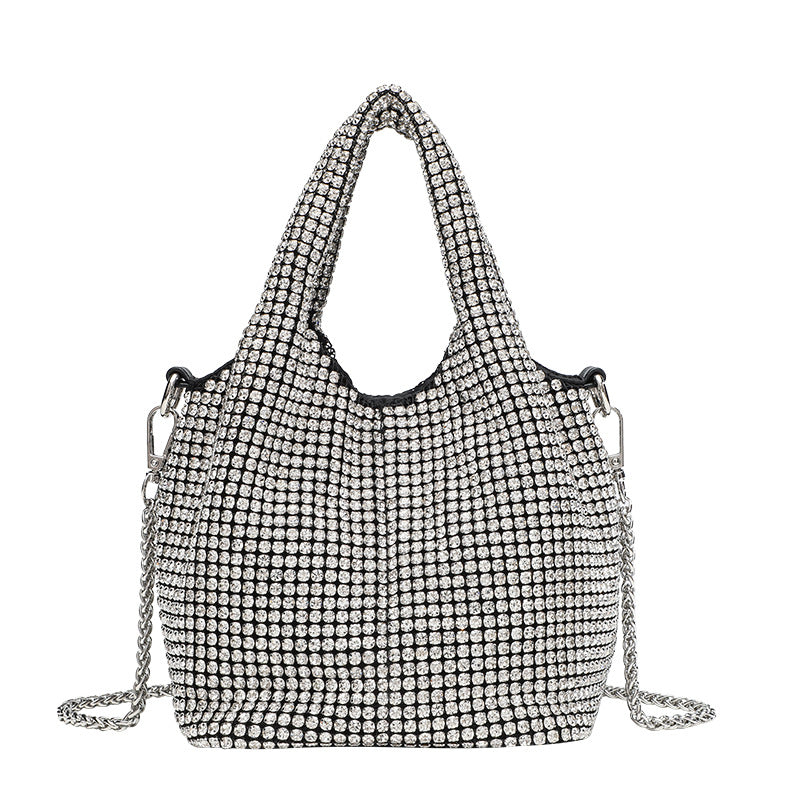 Women's Full Diamond Rhinestone Chain Shiny Portable Bucket Bags