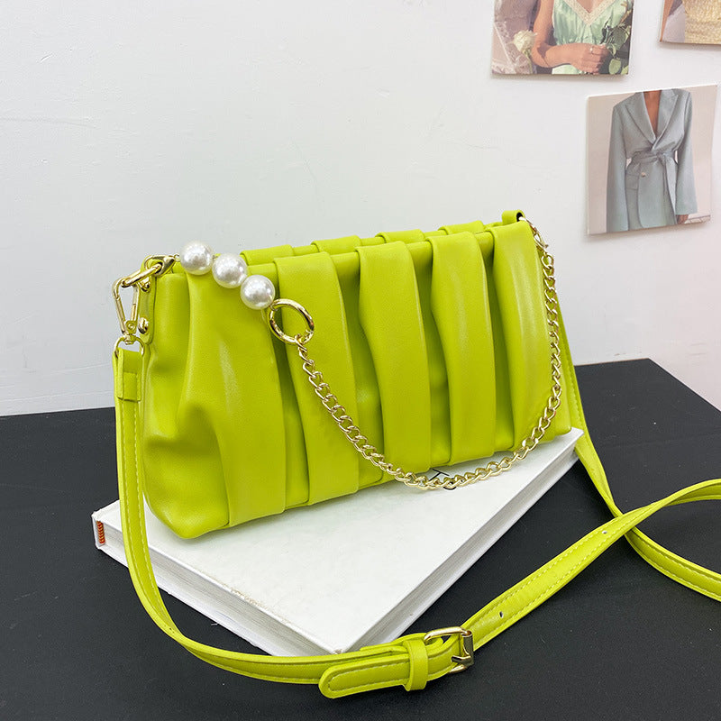 Women's Pleated Soft Leather Versatile Chain Cloud Women's Messenger Bag