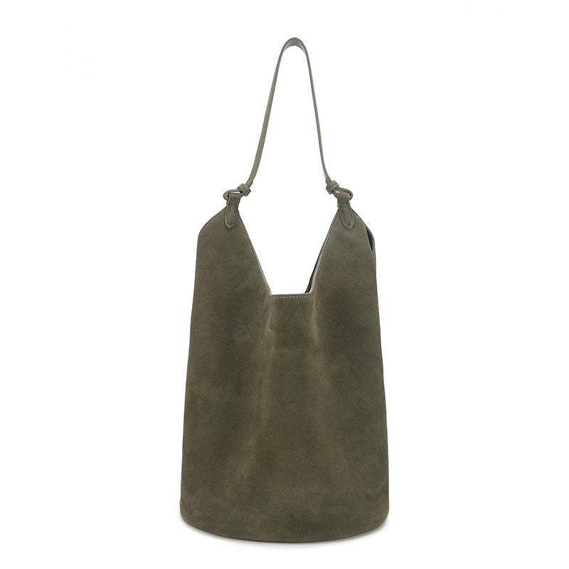 Cowhide Suede Dumpling Commuter Large Capacity Women's Shoulder Bag