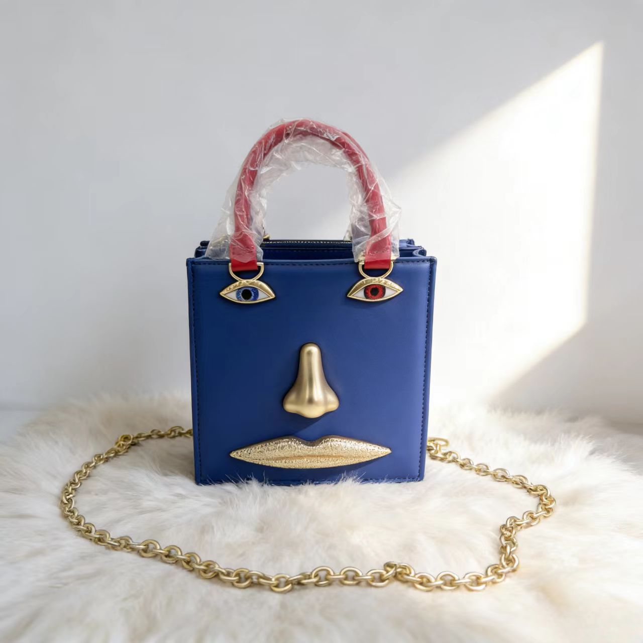 Women's Face Popular Sier Patent Leather Simple Handbags