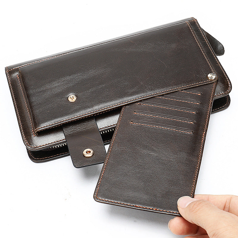 Men's Leather Business Clutch Large Capacity Soft Men's Wallet