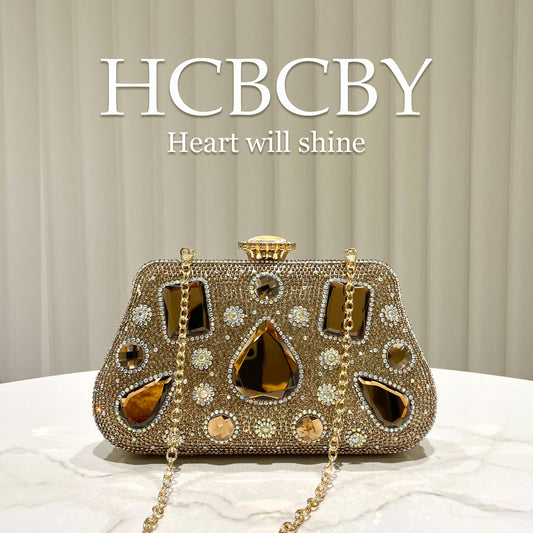 Women's Gold Glitter Luxury Rhinestone Affordable Fashion Elegant Dinner Bag